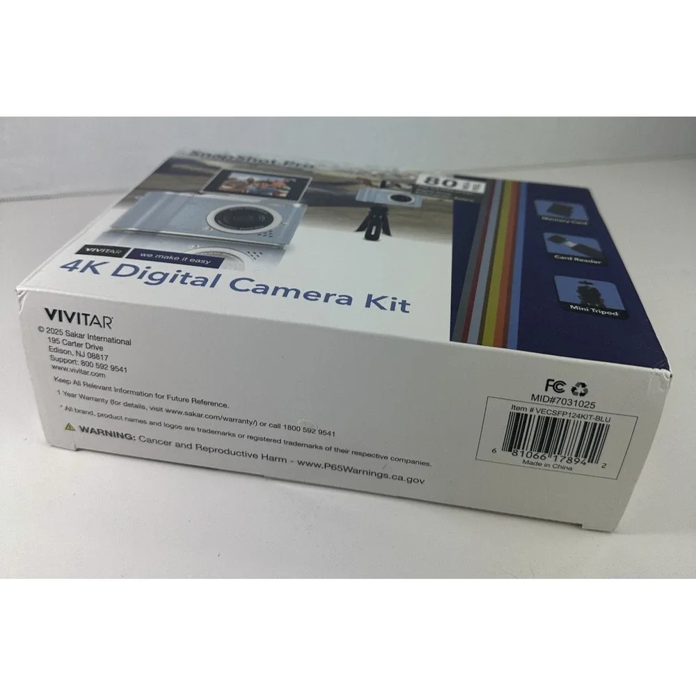 New! Blue Vivitar Snapshot Pro 4K Digital Camera Kit Video W/ Flip Out Screen